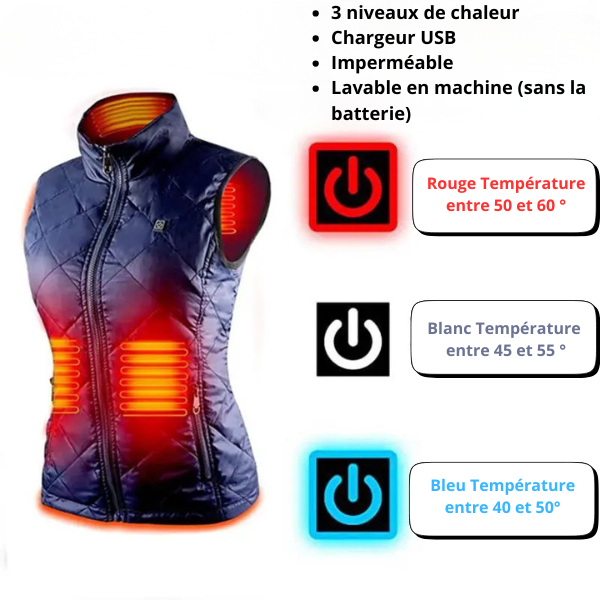Doudoune chauffante sans manche femme
